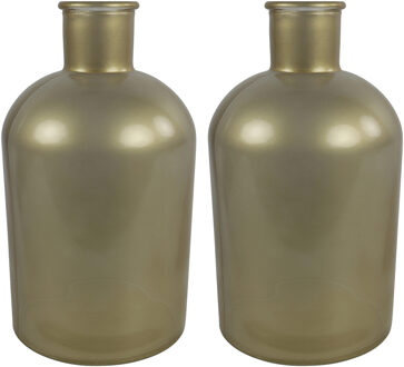 Countryfield 2x Stuks Countryfield Vaas - mat goud - glas - Apotheker fles vorm - D17 x H31 cm