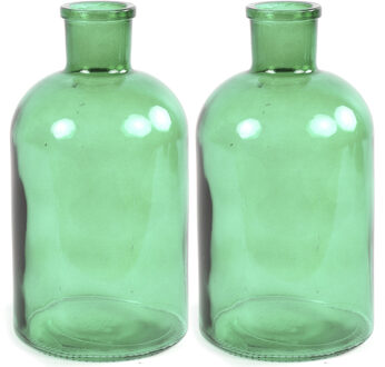 Countryfield 2x Stuks Countryfield Vaas - mintgroen - glas - apotheker fles vorm - D14 x H27 cm