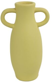 Countryfield Amphora vaas - geel terracotta - D12 x H20 cm - smalle opening - Vazen