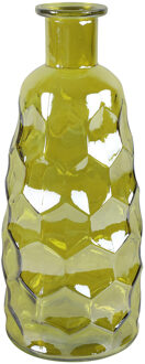 Countryfield Art Deco bloemenvaas - geel transparant - glas - fles vorm - D12 x H30 cm