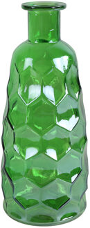 Countryfield Art Deco bloemenvaas - groen transparant - glas - fles vorm - D12 x H30 cm