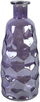 Countryfield Art Deco bloemenvaas - paars transparant - glas - fles vorm - D12 x H30 cm