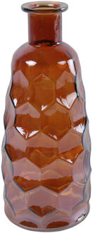 Countryfield Art Deco vaas - cognac bruin transparant - glas - D12 x H30 cm - Vazen