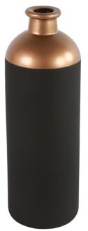 Countryfield Bloemen/deco vaas - zwart/koper - glas - fles - D11 x H33 cm - Vazen Bruin