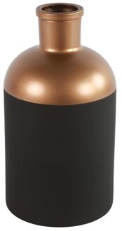 Countryfield Bloemen/deco vaas - zwart/koper - glas - fles - D14 x H26 cm - Vazen Bruin