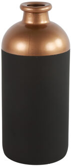 Countryfield Bloemen of deco vaas - zwart/koper - glas - luxe fles vorm - D11 x H25 cm