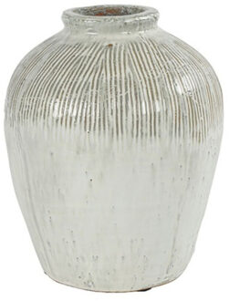 Countryfield Bloemenvaas/bloempot Gayle - witgroen - L19 x B19 x H24 cm - rustiek - decoratie?