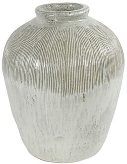 Countryfield Bloemenvaas/bloempot Gayle - witgroen - L30 x B30 x H37 cm - rustiek - decoratie?