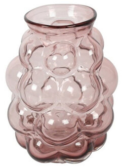 Countryfield Bloemenvaas Bubblegum Medium - transparant glas - lichtroze - D16 x H21 cm - vaas