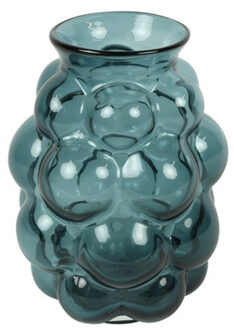 Countryfield Bloemenvaas Bubblegum Medium - transparant glas - petrol blauw - D16 x H21 cm - vaas