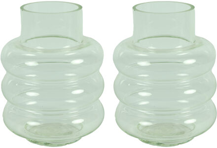 Countryfield bloemenvaas Bubbles - 2x - helder transparant - glas - D17 x H22 cm