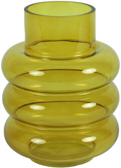 Countryfield Bloemenvaas Bubbles - mosterdgeel transparant - glas - D17 x H22 cm