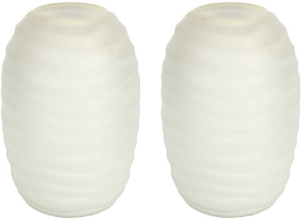 Countryfield bloemenvaas Evita - 2x - ivoor wit - mat glas - D15 x H22 cm