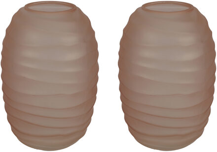 Countryfield bloemenvaas Evita - 2x - roze - mat glas - D15 x H22 cm