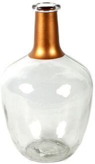 Countryfield Bloemenvaas Firm Big Bottle - helder transparant/koper - glas - D15 x H25 cm - Vazen
