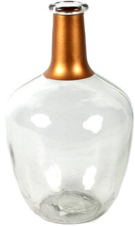 Countryfield Bloemenvaas Firm Big Bottle - helder transparant/koper - glas - D15 x H25 cm