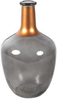 Countryfield Bloemenvaas Firm Big Bottle - transparant grijs/koper - glas - D15 x H25 cm