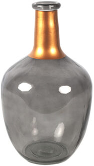 Countryfield Bloemenvaas Firm Big Bottle - transparant grijs/koper - glas - D18 x H30 cm