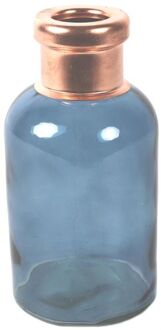 Countryfield Bloemenvaas Firm Bottle - transparant blauw/koper - glas - D10 x H21 cm - Vazen