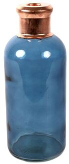 Countryfield Bloemenvaas Firm Bottle - transparant blauw/koper - glas - D11 x H27 cm - Vazen