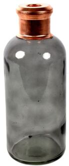 Countryfield Bloemenvaas Firm Bottle - transparant grijs/koper - glas - D11 x H27 cm - Vazen