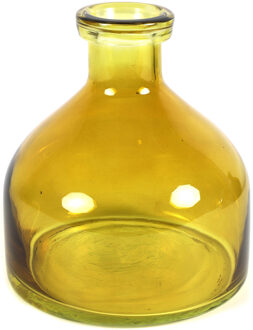 Countryfield Bloemenvaas Low Bottle - transparant mosterdgeel - glas - D18 x H20 cm