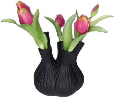 Countryfield Bloemenvaas Moyo - mat zwart - L17 x? B17 x H20 cm - tulpenvaas?- interieur - decoratie