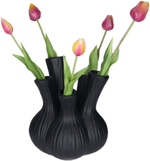 Countryfield Bloemenvaas Moyo - tulpenvaas - mat zwart - L24 x B24 x H27 cm - interieur - decoratie