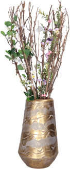 Countryfield Bloemenvaas Peggie - metaal - L19 x B19 x H33cm - metallic goud - decoratie - interieur