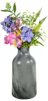 Countryfield Bloemenvaas Valetta - zwart/wit/grijs - deco glas - D16 x H29 cm