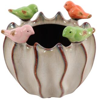 Countryfield Bloempot vogels S bruin 11x11x10,5cm beige