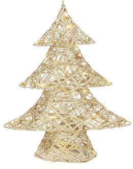 Countryfield decoratie kerstboom - goud - met verlichting - 35 cm Goudkleurig