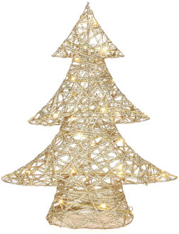 Countryfield decoratie kerstboompje - goud - met verlichting - H48 cm - kerstverlichting figuur Goudkleurig