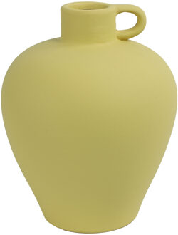 Countryfield Decoratie kruik of vaas - geel terracotta - D18 x H22 cm - smalle opening