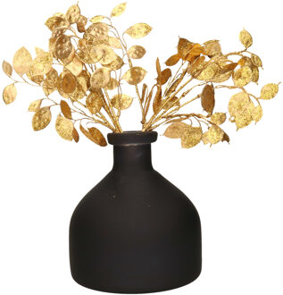 Countryfield Decoratie vaas zwart D18 cm - incl. glitter takken goud 2x st - H40 cm - Vazen