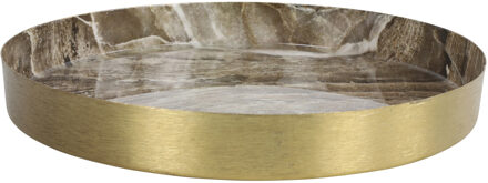 Countryfield Dienblad/serveer tray Marble - Metaal - goud - Dia 25 cm