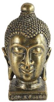 Countryfield Home deco Boeddha hoofd beeld - goud kleurig - 13 x 23.5 cm - voor binnen - Beeldjes Goudkleurig