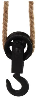 Countryfield Katrol met Haak - Decoratie - Gietijzer - Touw - Grijs/zwart
