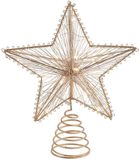 Countryfield Kerst ster piek - koper - met warm witte LED verlichting - 25 cm