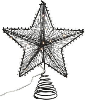 Countryfield Kerst ster piek - zwart - met warm witte LED verlichting - 25 cm