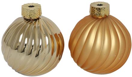 Countryfield Kerstbal vaas Stripe goud glas Ø10cm