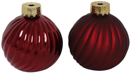 Countryfield Kerstbal vaas Stripe rood glas Ø10cm