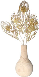 Countryfield Kunst siertak pauwvaren/pauwenveer - 5x - goud - 84 cm - Decoratie kunst pluimen