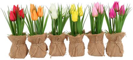 Countryfield Kunstbloem in pot Tulp veelkleurig H20cm verschillende