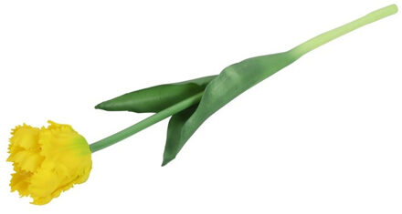 Countryfield Kunstbloem tulp Parkiet - geel - real touch - levensecht - 40 cm - decoratie bloemen