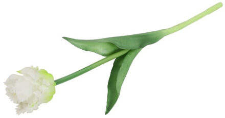 Countryfield Kunstbloem tulp Parkiet - wit - real touch - levensecht - 40 cm - decoratie bloemen