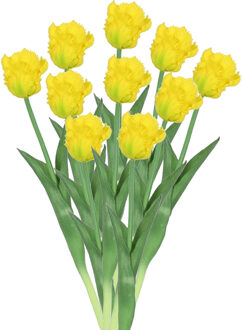 Countryfield Kunstbloemen boeket tulp Parkiet - 10x - geel - real touch - levensecht - 40 cm - decoratie bloemen