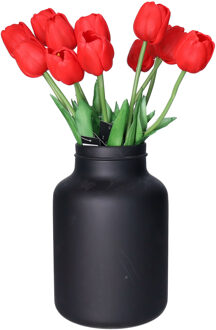 Countryfield Kunstbloemen boeket Tulp Tulipa - 10x - 44 cm - rood - Real Touch - kunst zijdebloemen