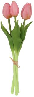 Countryfield Kunstboeket tulpen roze 12x12x29cm