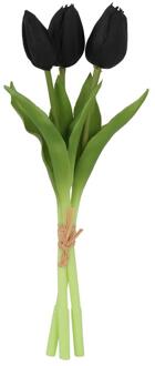 Countryfield Kunstboeket tulpen zwart H29cm- 3 stelen